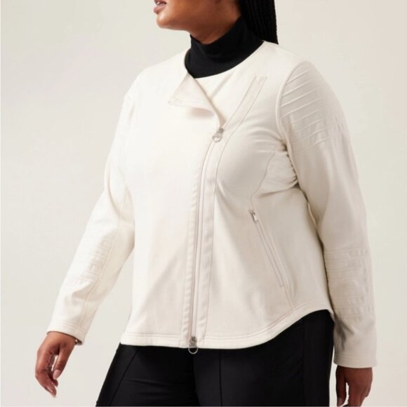 NWT Athleta Women's Moto Jacket in Ivory/Cream Size M - Picture 1 of 15